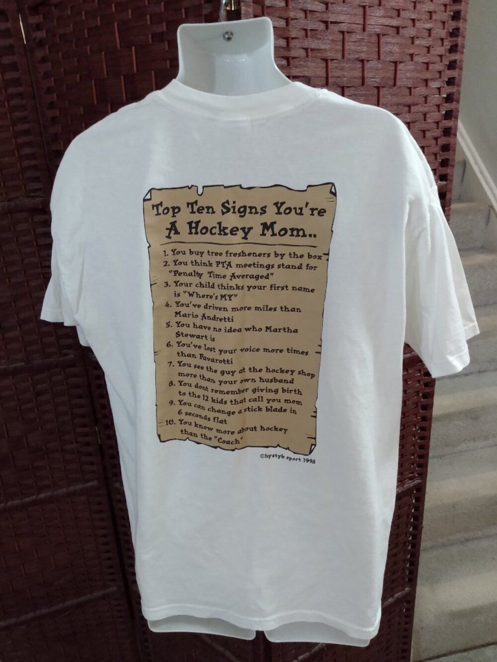 Vintage 90s Ten Signs Your A Hockey Mom T Shirt Adult XL Funny Humor